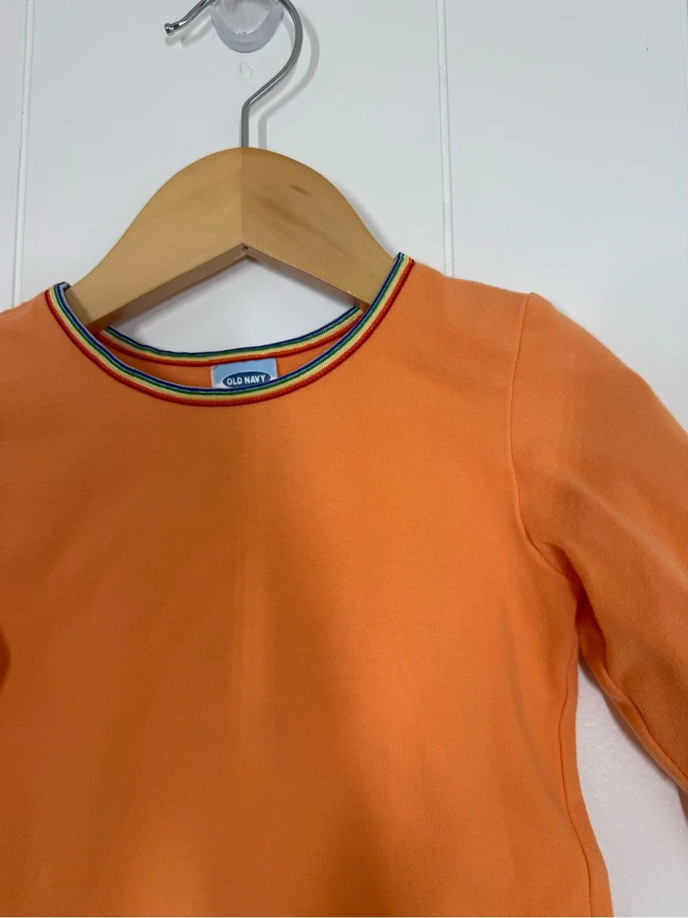 Old Navy Vintage Y2K 2001 Orange Rainbow Ruffle Edge Long Sleeve Tee